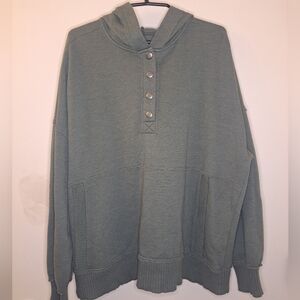 SO Juniors Plus Green Quarter Snap Relaxed Fit Hoodie "The Lounge Life Tunic" 1x